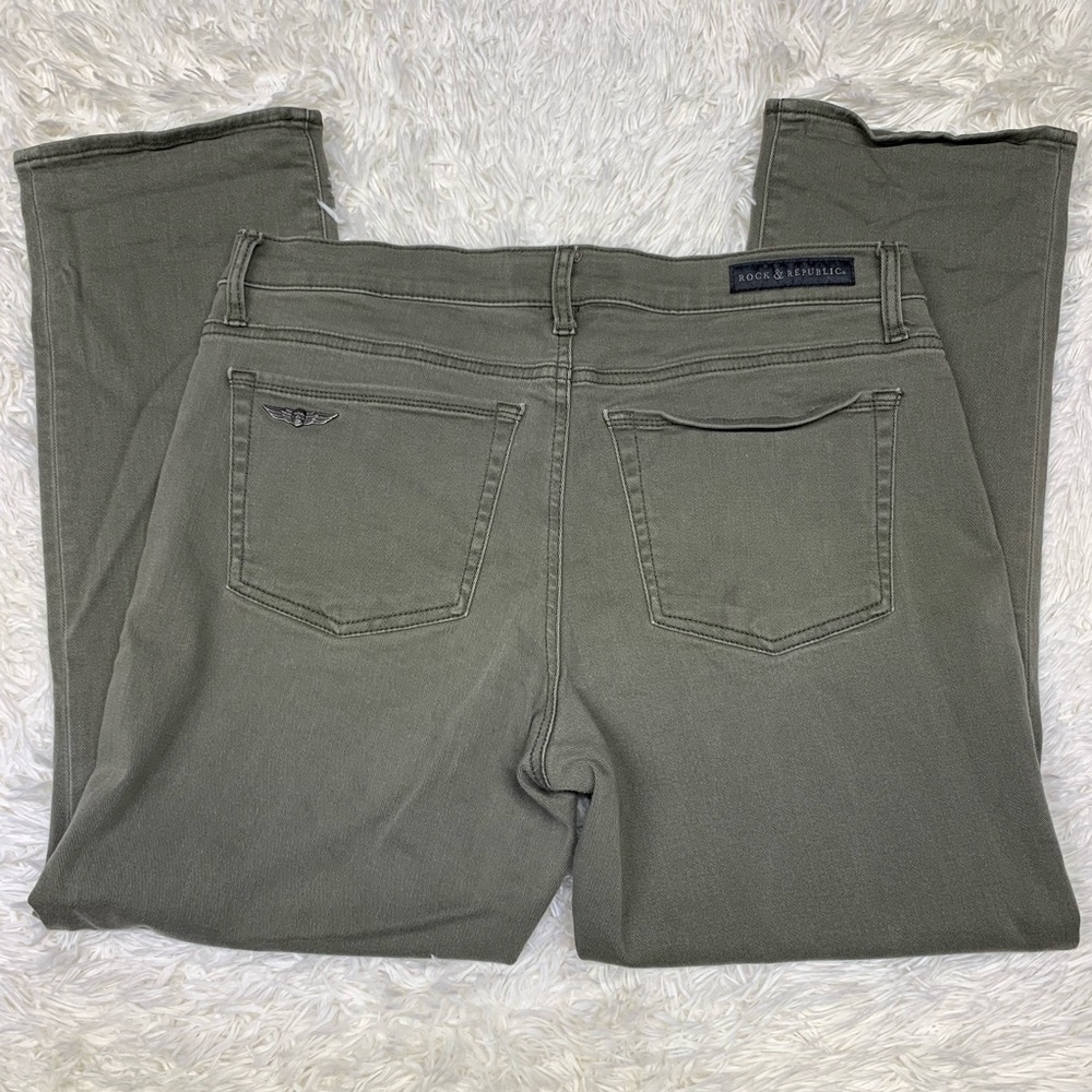 Rock And Republic Kendall Green Denim Capri Sz 14